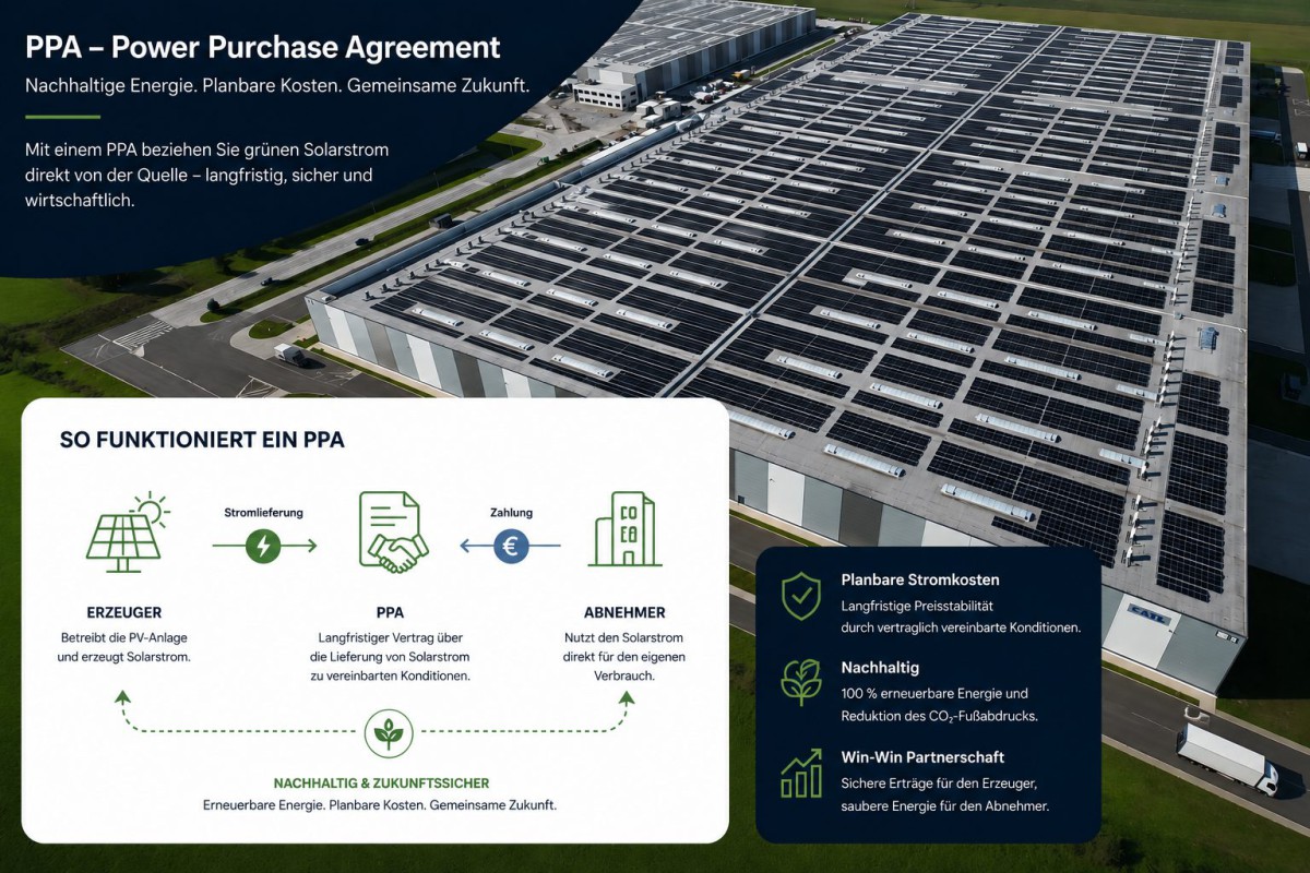 Photovoltaikanlage fuer Stromdirektverkauf als PPA